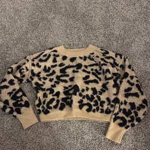 12th Tribe Beige and Black Leopard Sweater